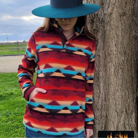 Outback Trading Company Delaney Aztec Western Fleece Womens L - Picture 1 of 8